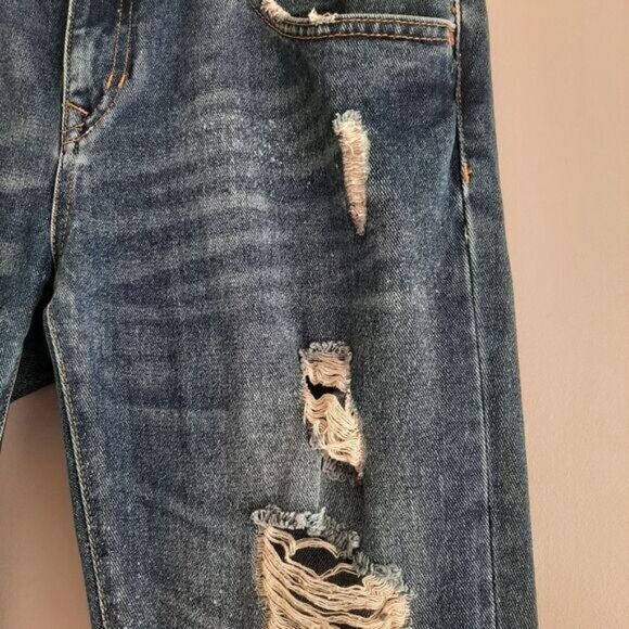 ZARA Basic Heritage Denim Distressed Medium Wash Jeans Sz 10 Flawed - Picture 10 of 16